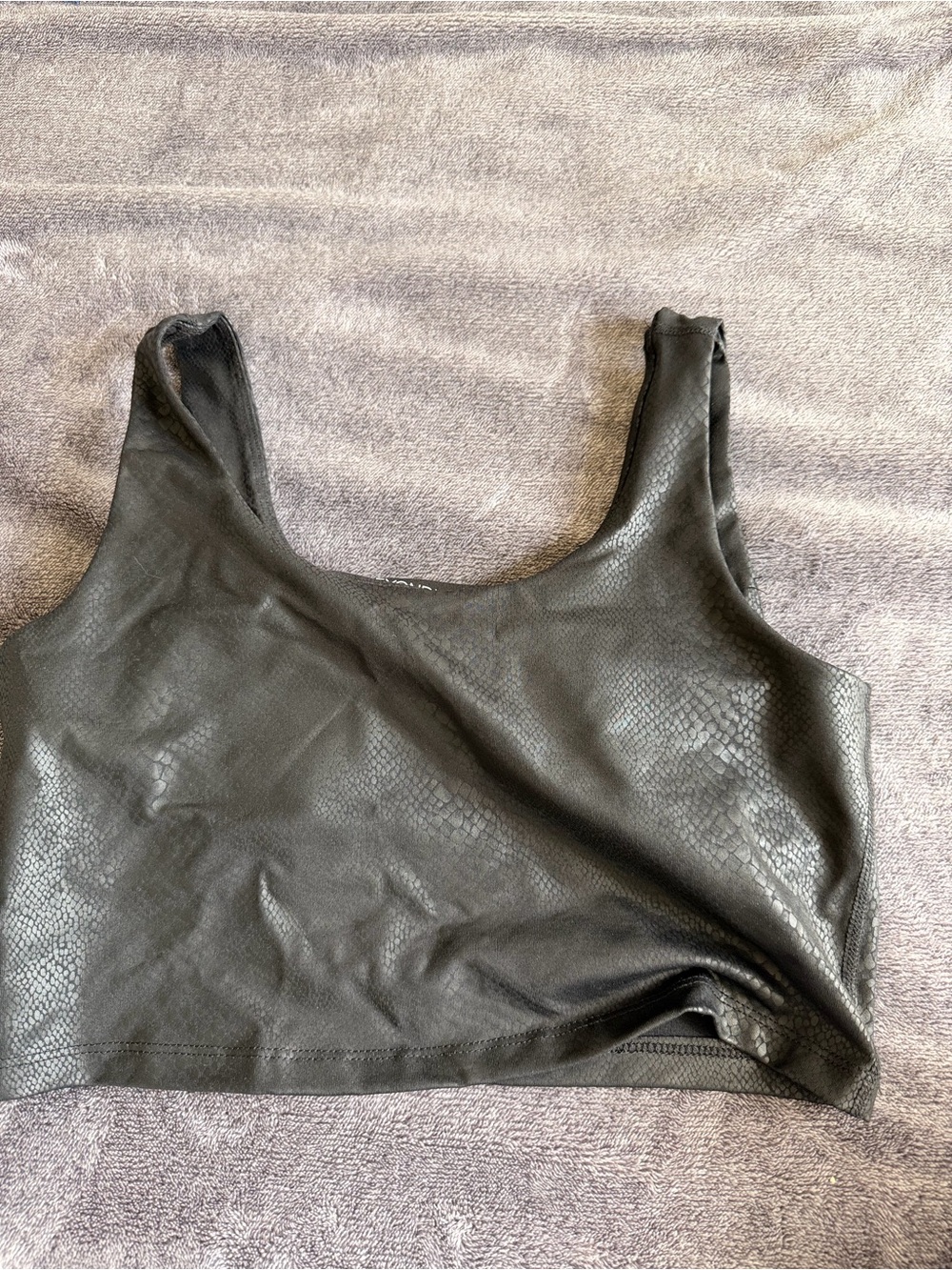 Beyond Yoga Black Faux Leather-Look Tank